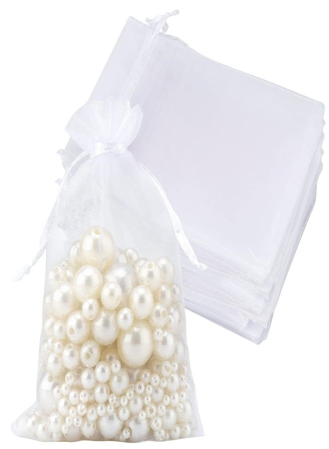 Joycraft 50pcs Organza Bags - 4x6 Inch White Wedding Favor & Jewelry Pouches with Drawstring Mesh Bags for Festival, Makeup, Candy, Desserts - Image 1